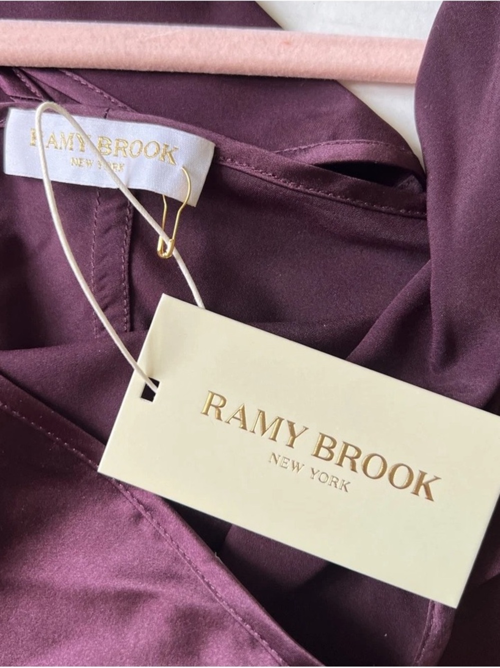 Ramy Brook Satin Draped Halter Tank Top in Deep Plum - Picture 6 of 6